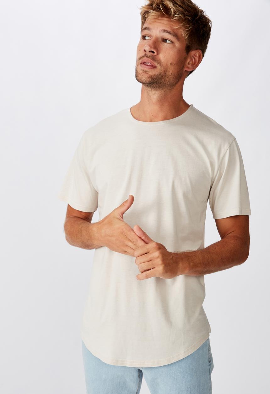 Cotton On - Longline curve hem burnout tee - smoke