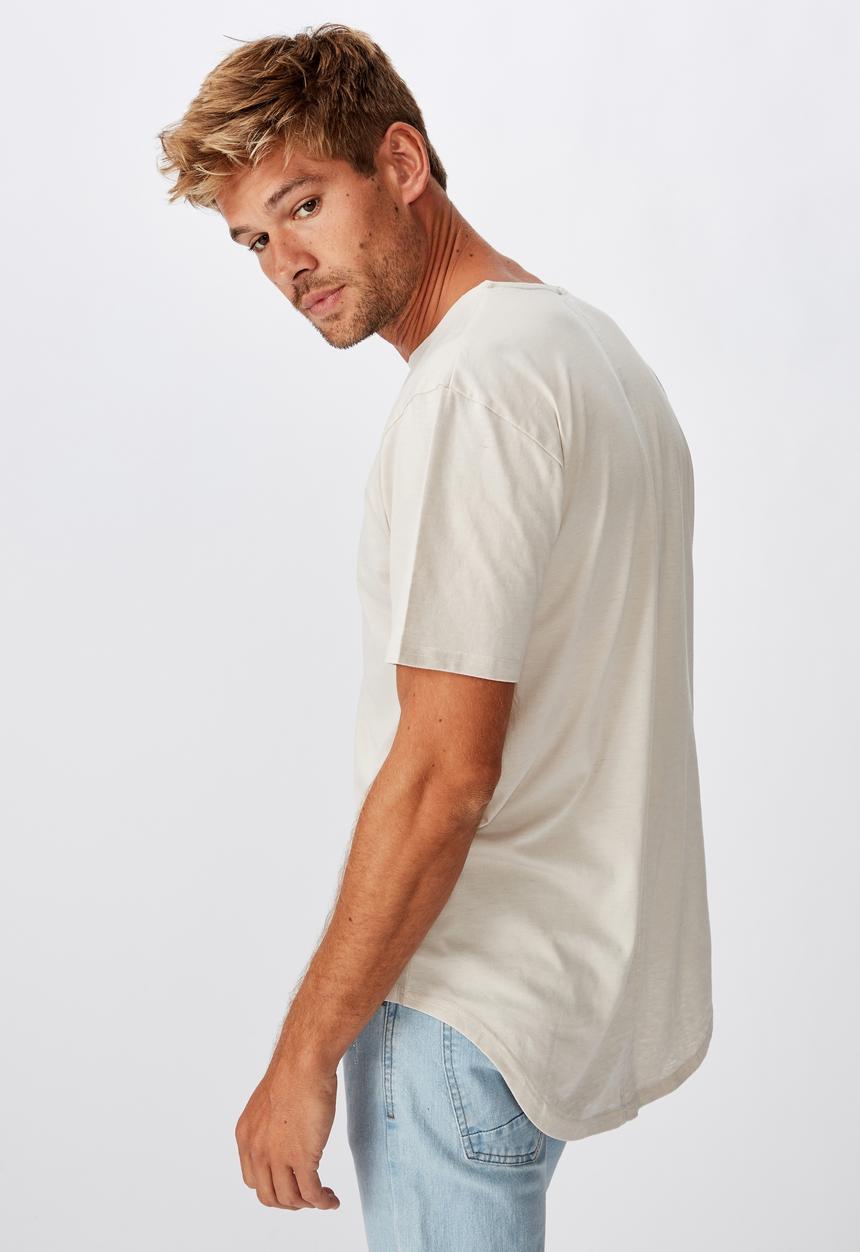Cotton On - Longline curve hem burnout tee - smoke