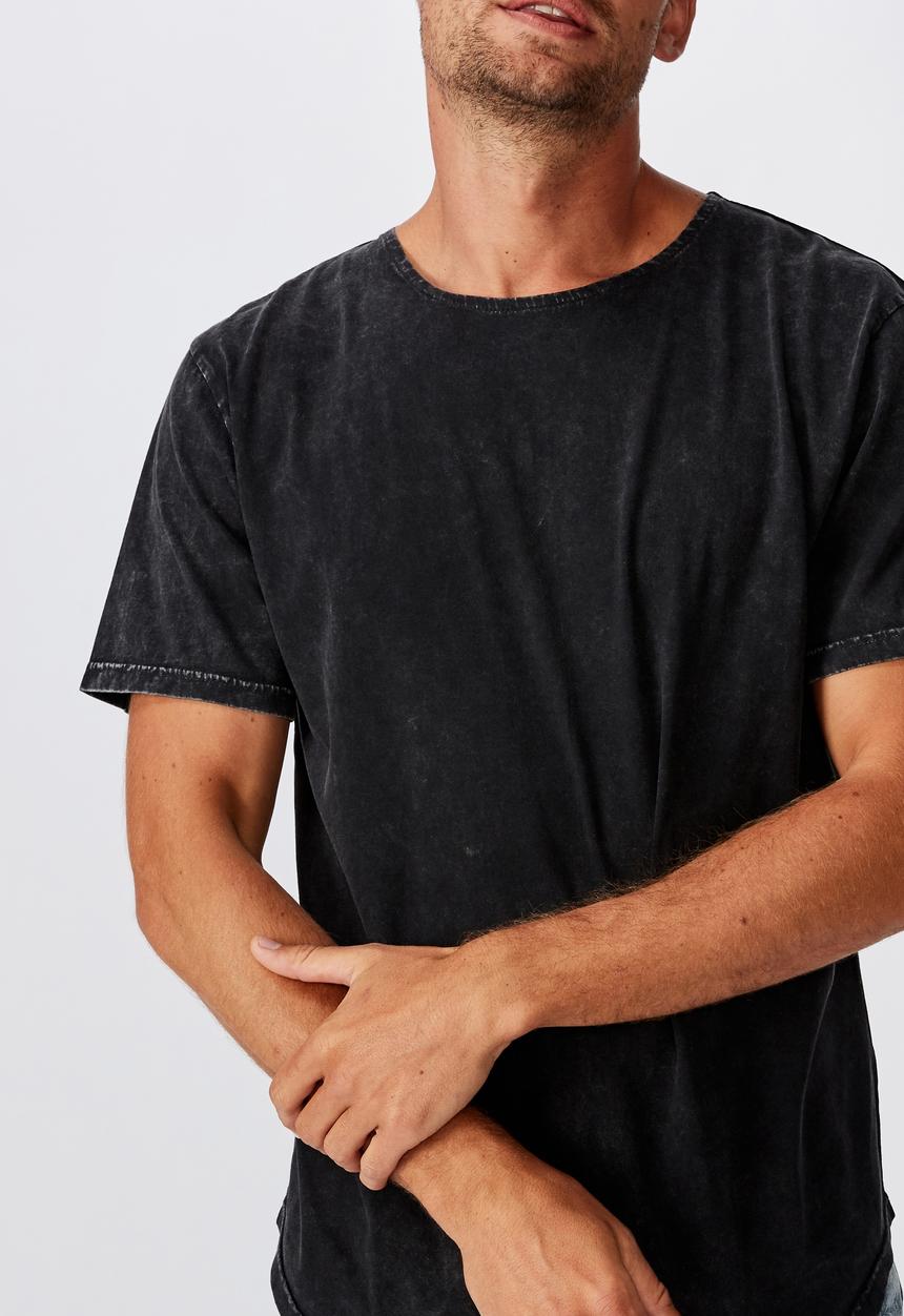 Cotton On - Longline curve hem burnout - washed black