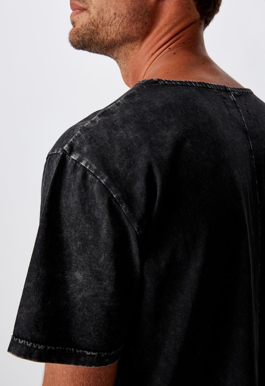 Cotton On - Longline curve hem burnout - washed black