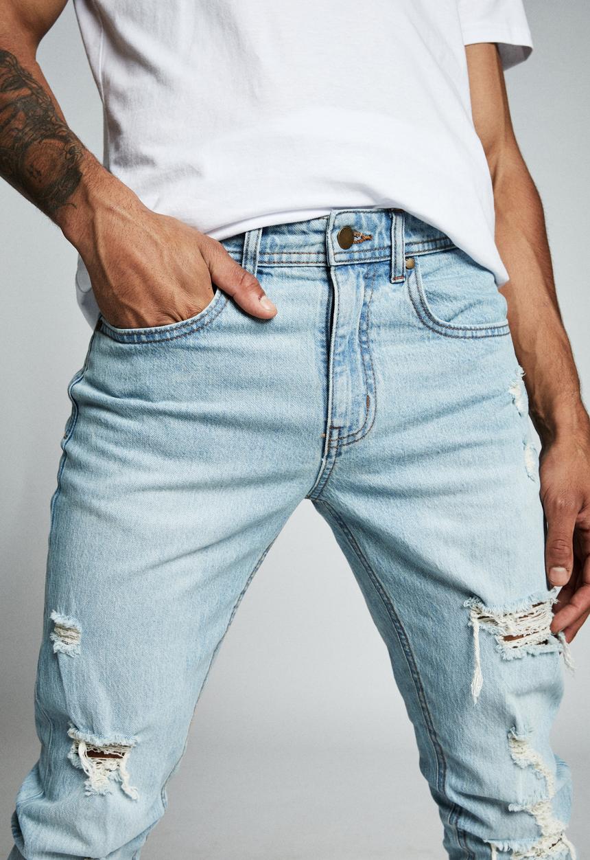 Cotton On - Slim fit jean  - ohio blue + rips