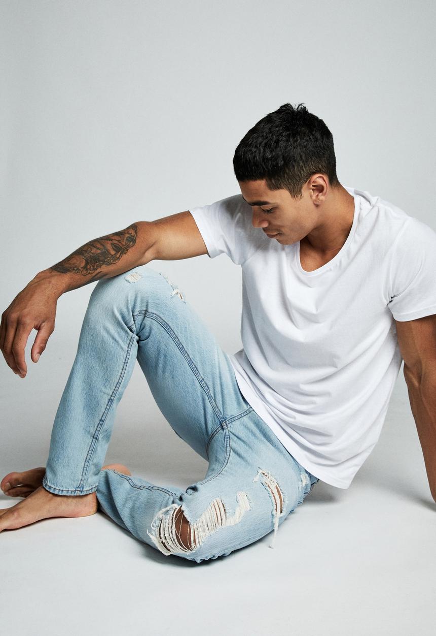 Cotton On - Slim fit jean  - ohio blue + rips