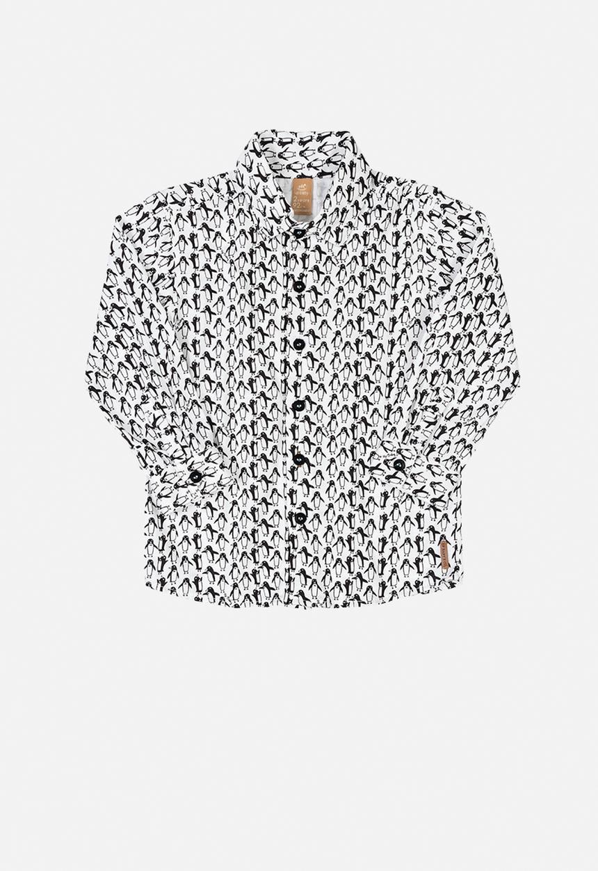 UP Baby - Boys printed shirt - white & black 