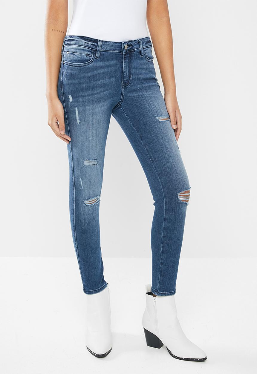 GUESS - Ripped fashion sexy curve jeans - blue