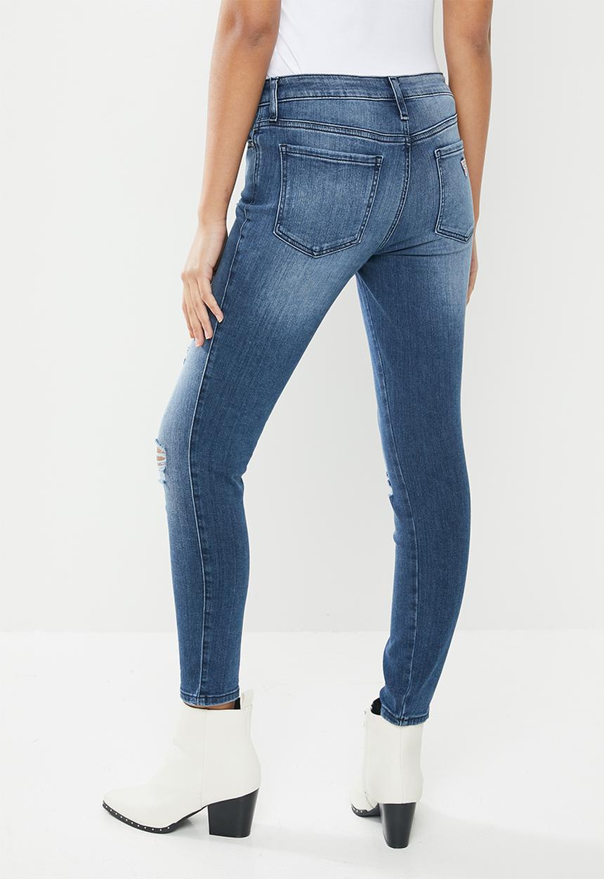 GUESS - Ripped fashion sexy curve jeans - blue