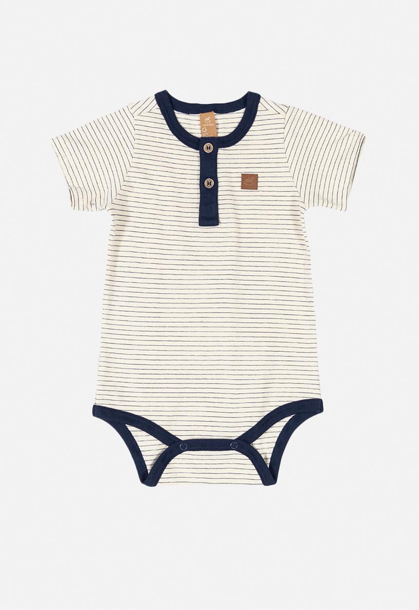 UP Baby - Boys striped bodysuit - cream & navy