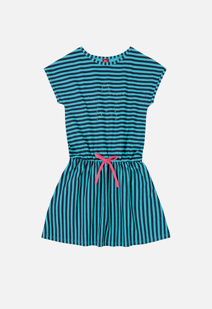 Bee Loop - Girls stripe dress - blue & black 