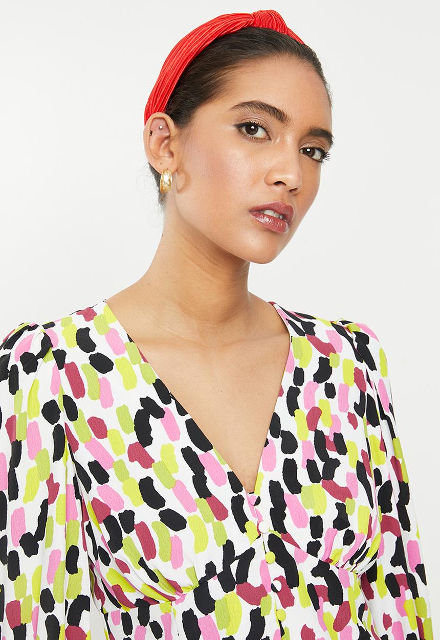 Glamorous - V-neck abstract spot blouse - multi