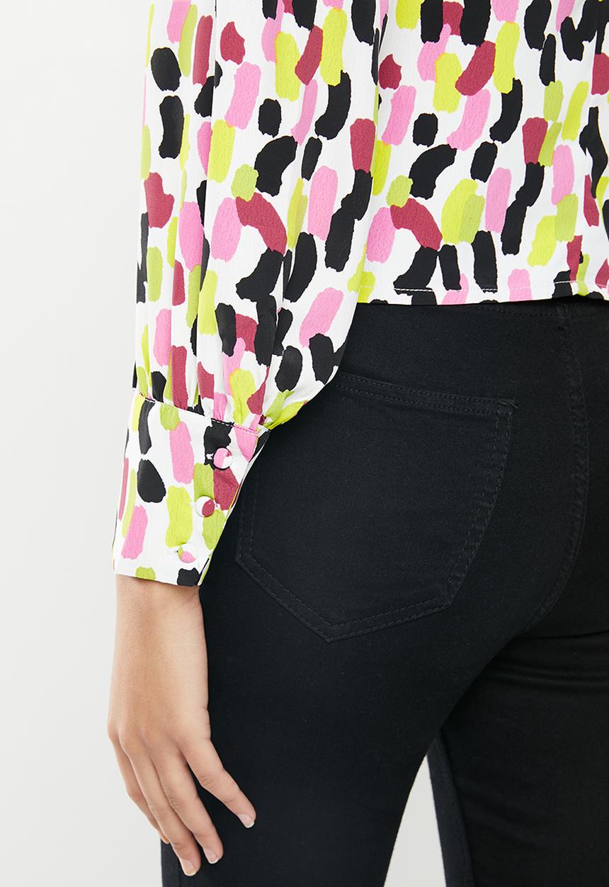 Glamorous - V-neck abstract spot blouse - multi