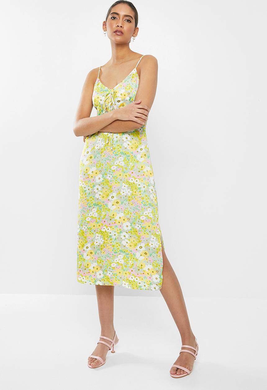Glamorous - Soft floral cami dress - green & pink