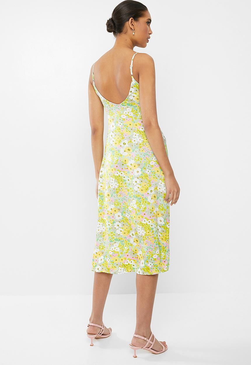 Glamorous - Soft floral cami dress - green & pink