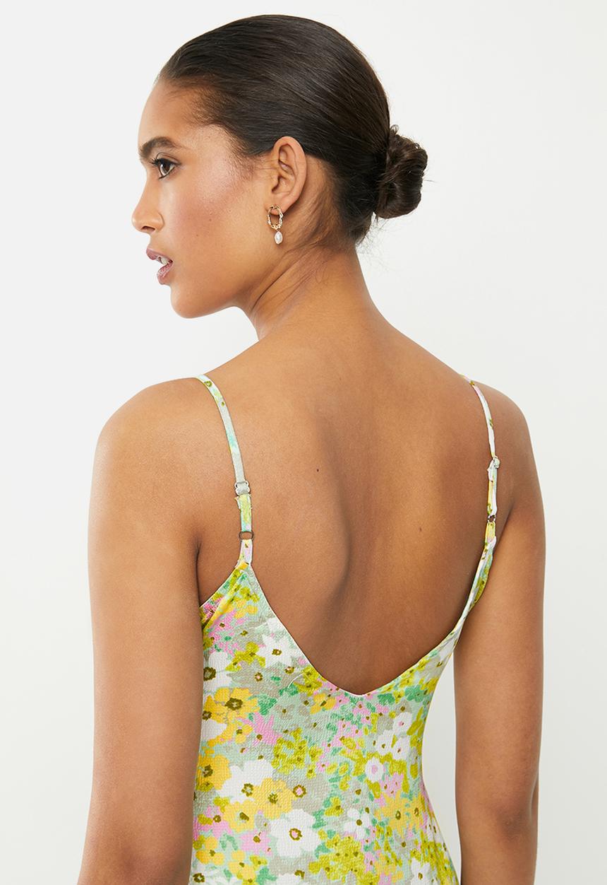 Glamorous - Soft floral cami dress - green & pink