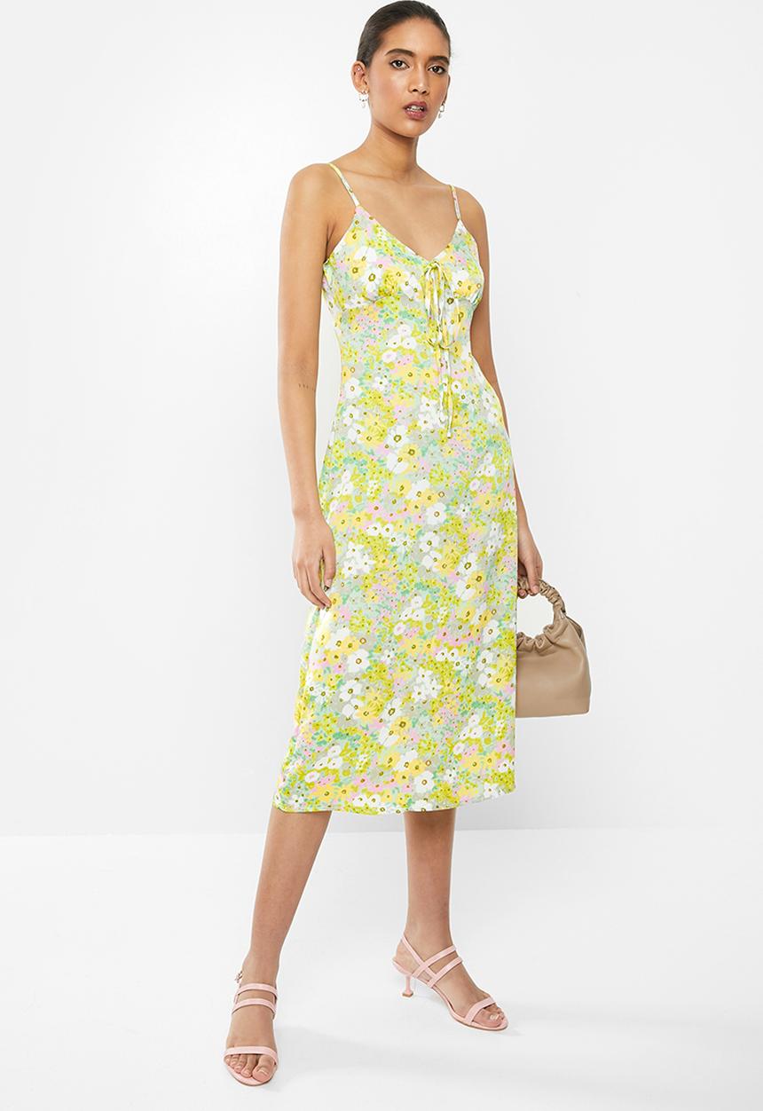 Glamorous - Soft floral cami dress - green & pink