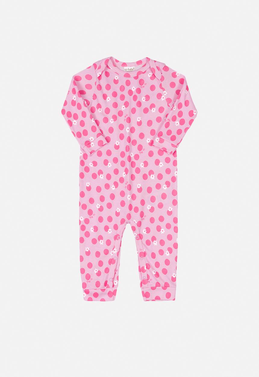 UP Baby - Polka dot long sleeve romper - pink
