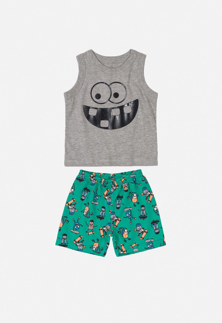 Bee Loop - Tank top & shorts set - grey & green