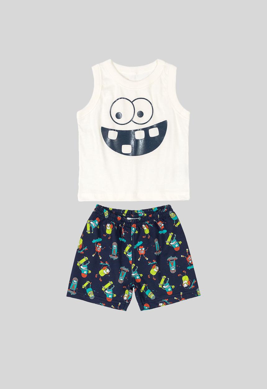 Bee Loop - Tank top & shorts set - white & navy 