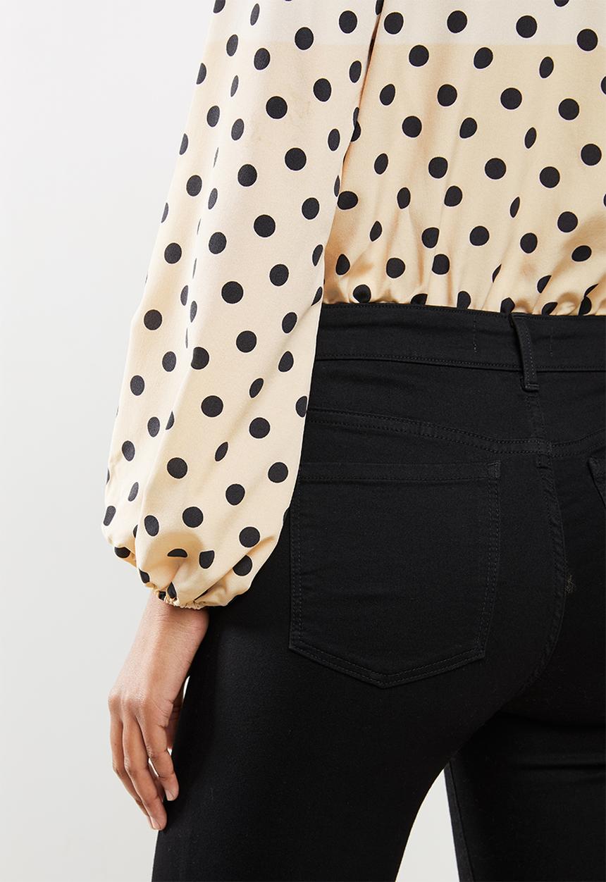 Missguided - Polka dot balloon sleeve wrap bodysuit - cream