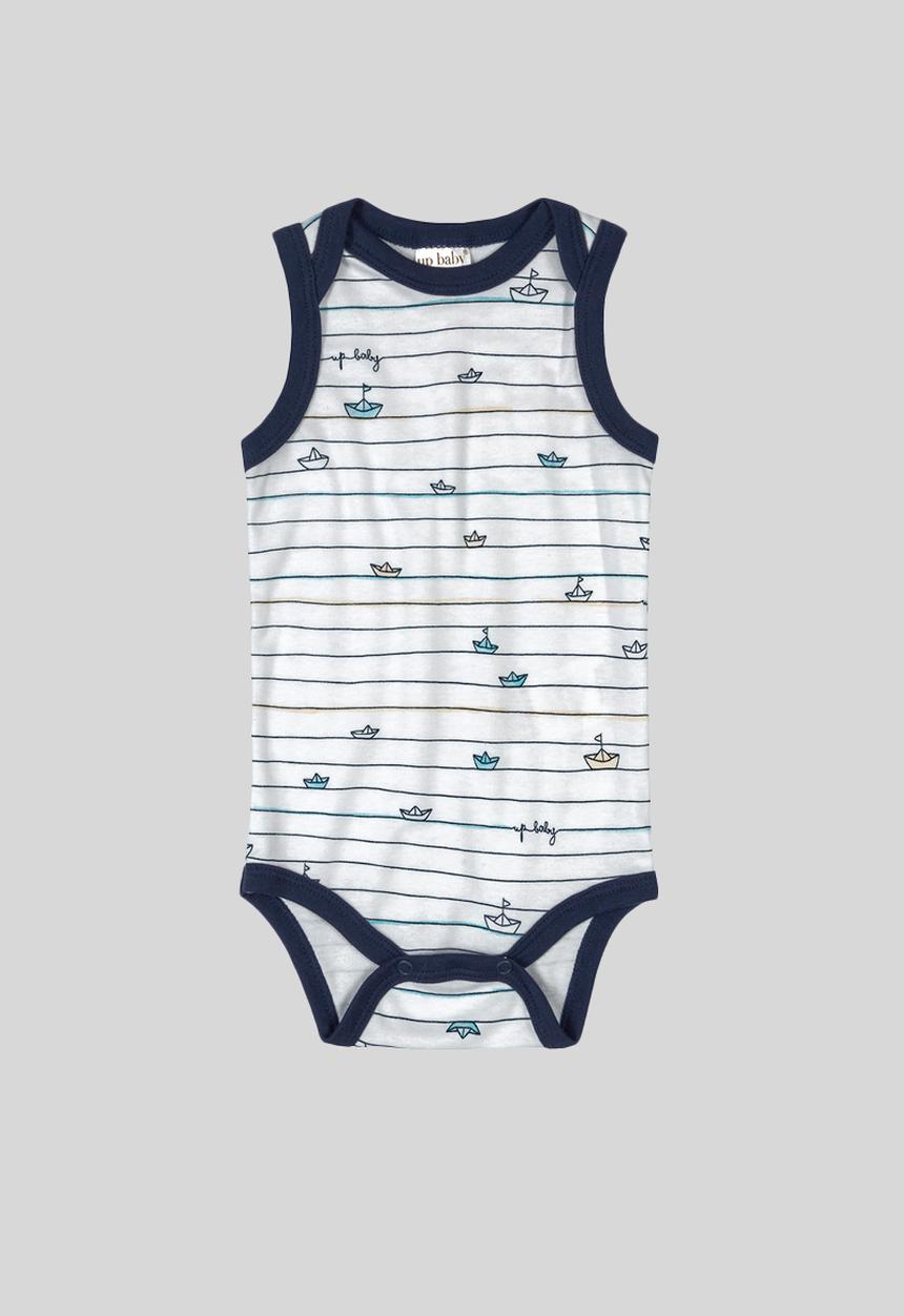 UP Baby - Boys sleeveless bodysuit  - white & navy