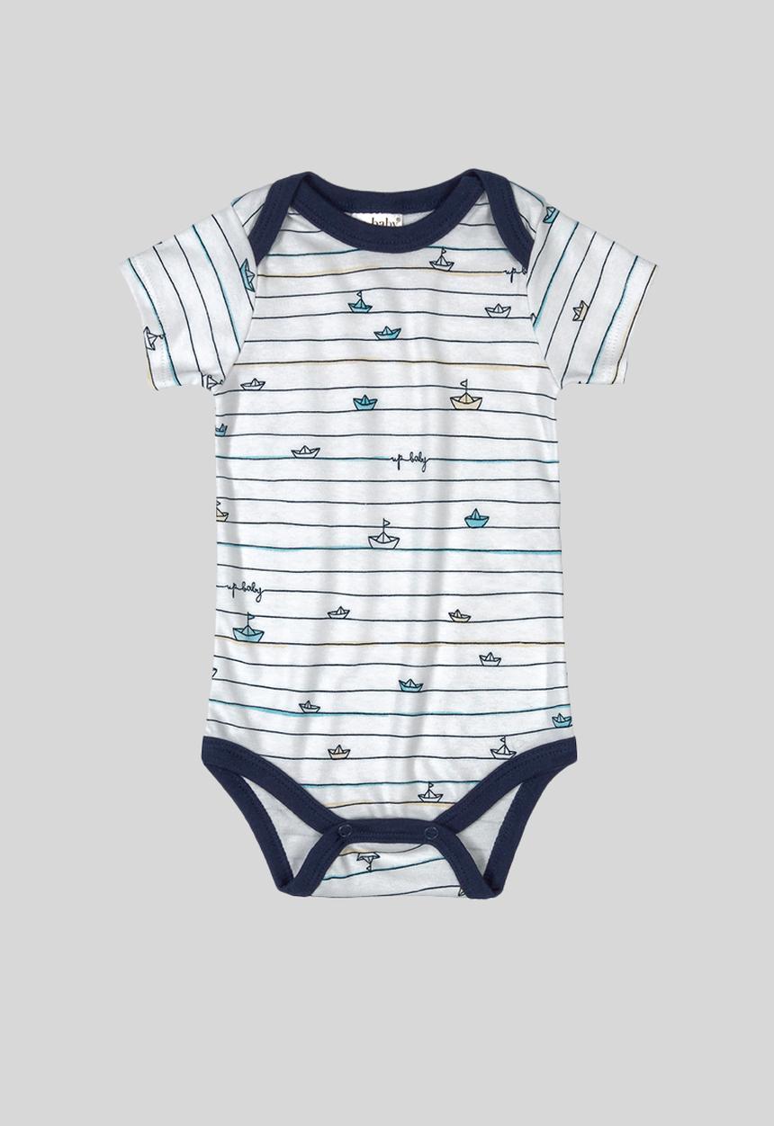 UP Baby - Boy short sleeve bodysuit - white & navy