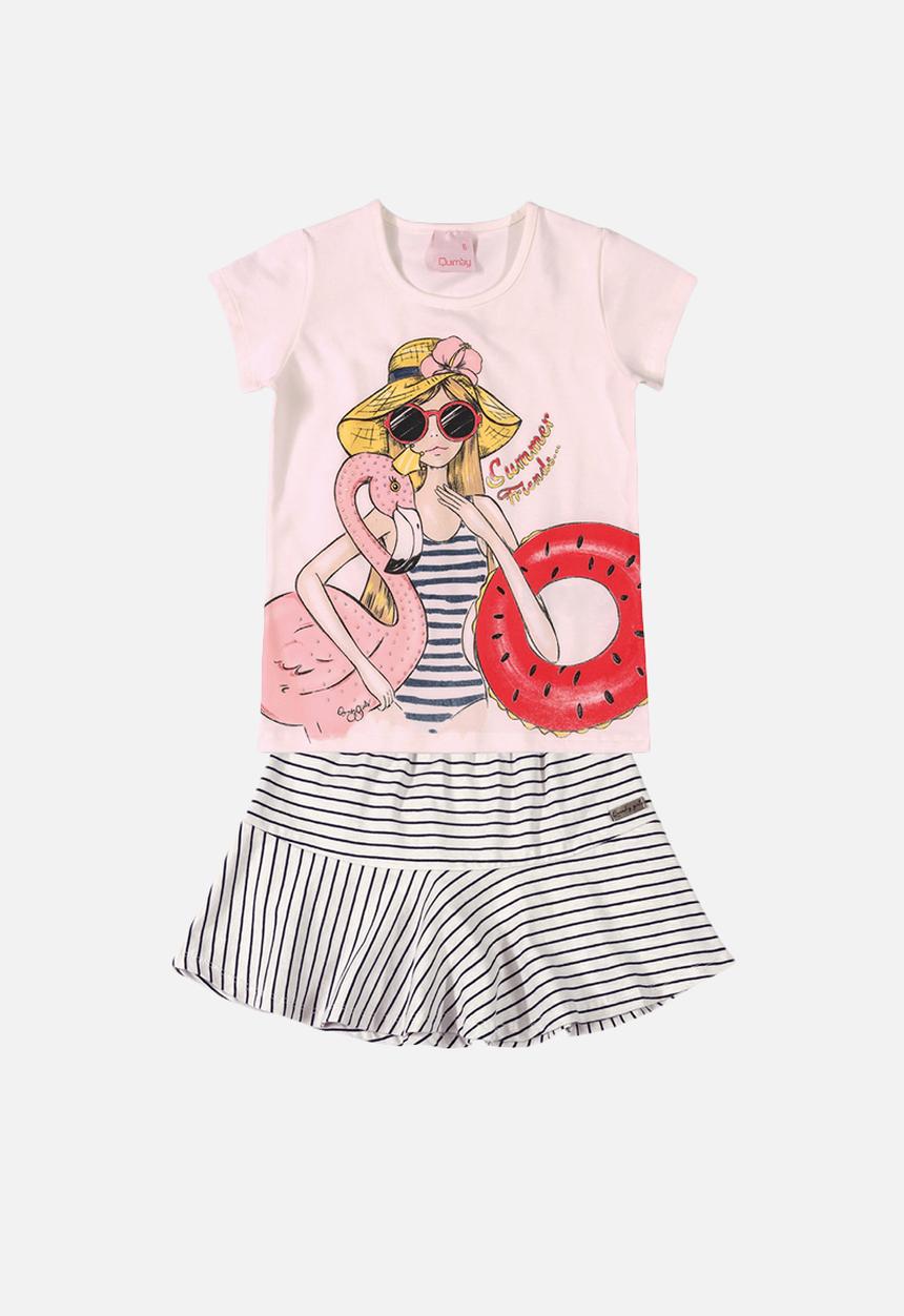 Quimby - Summer tee & skirt set - light pink