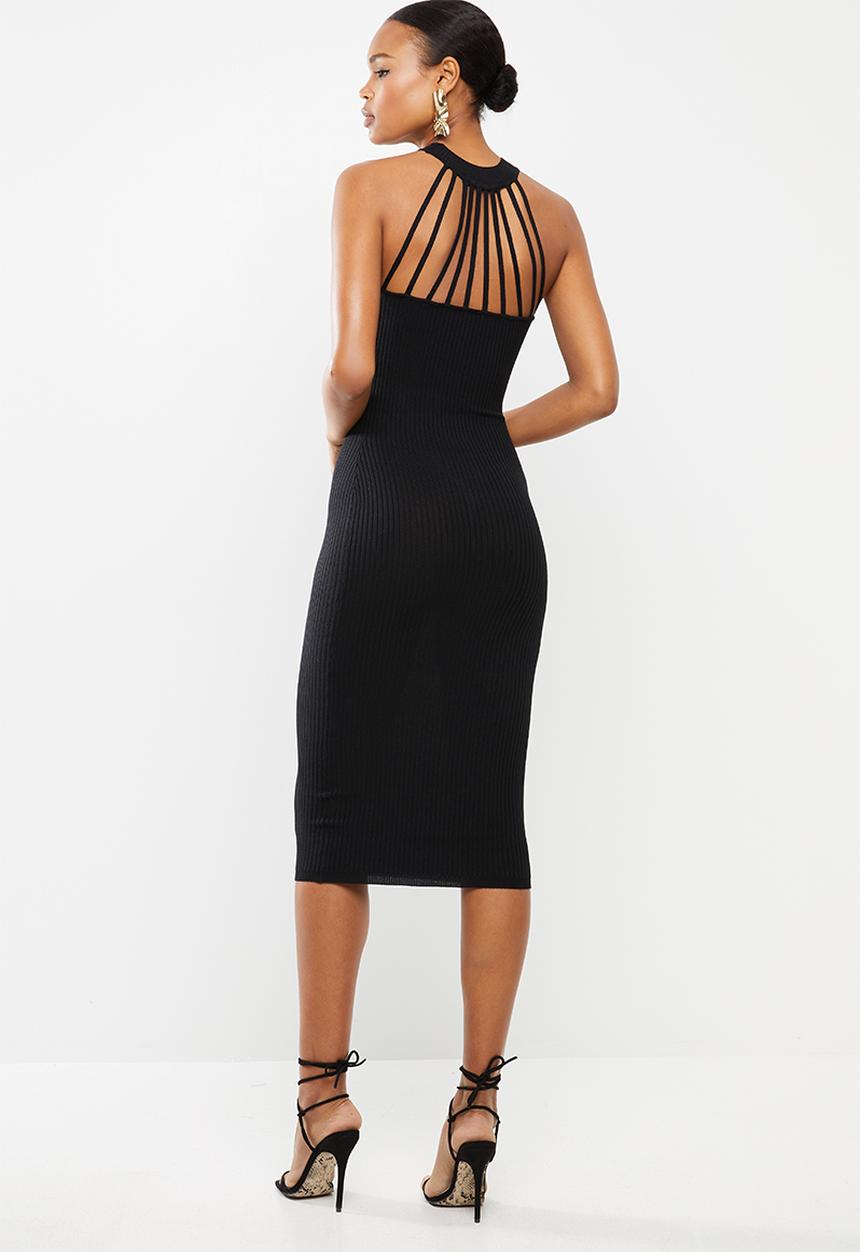 Missguided - High neck detail midi dress - black