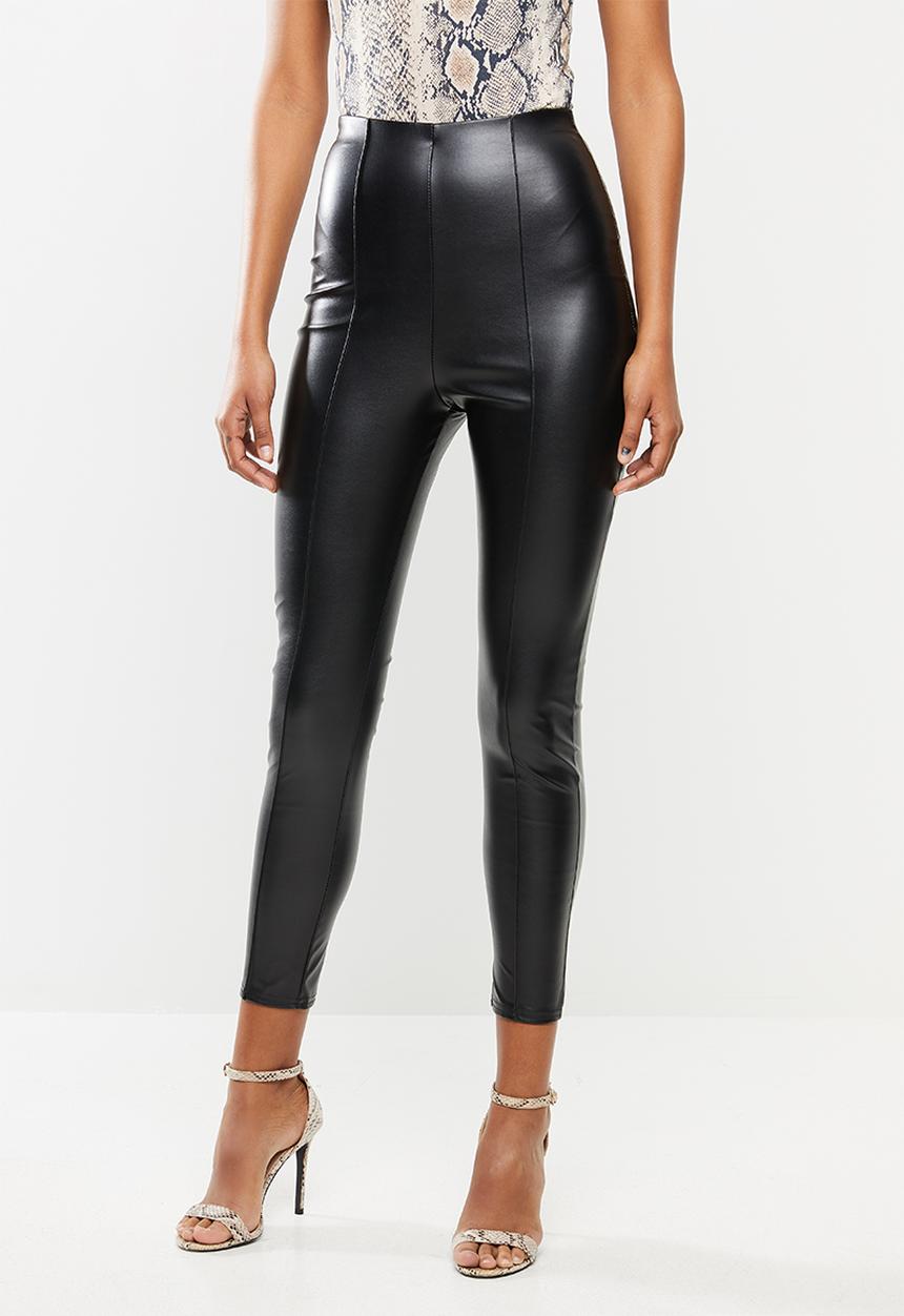 Missguided - Faux leather pin tuck leggings - black
