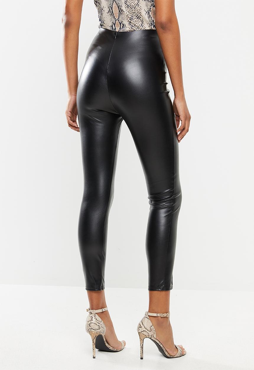 Missguided - Faux leather pin tuck leggings - black