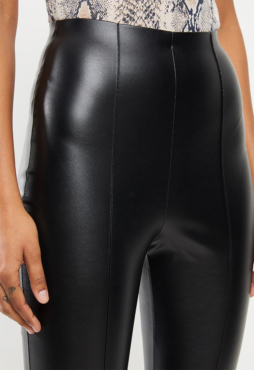 Missguided - Faux leather pin tuck leggings - black