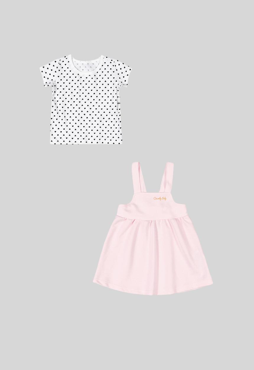 Quimby - Pinafore dress & blouse set - pink/white
