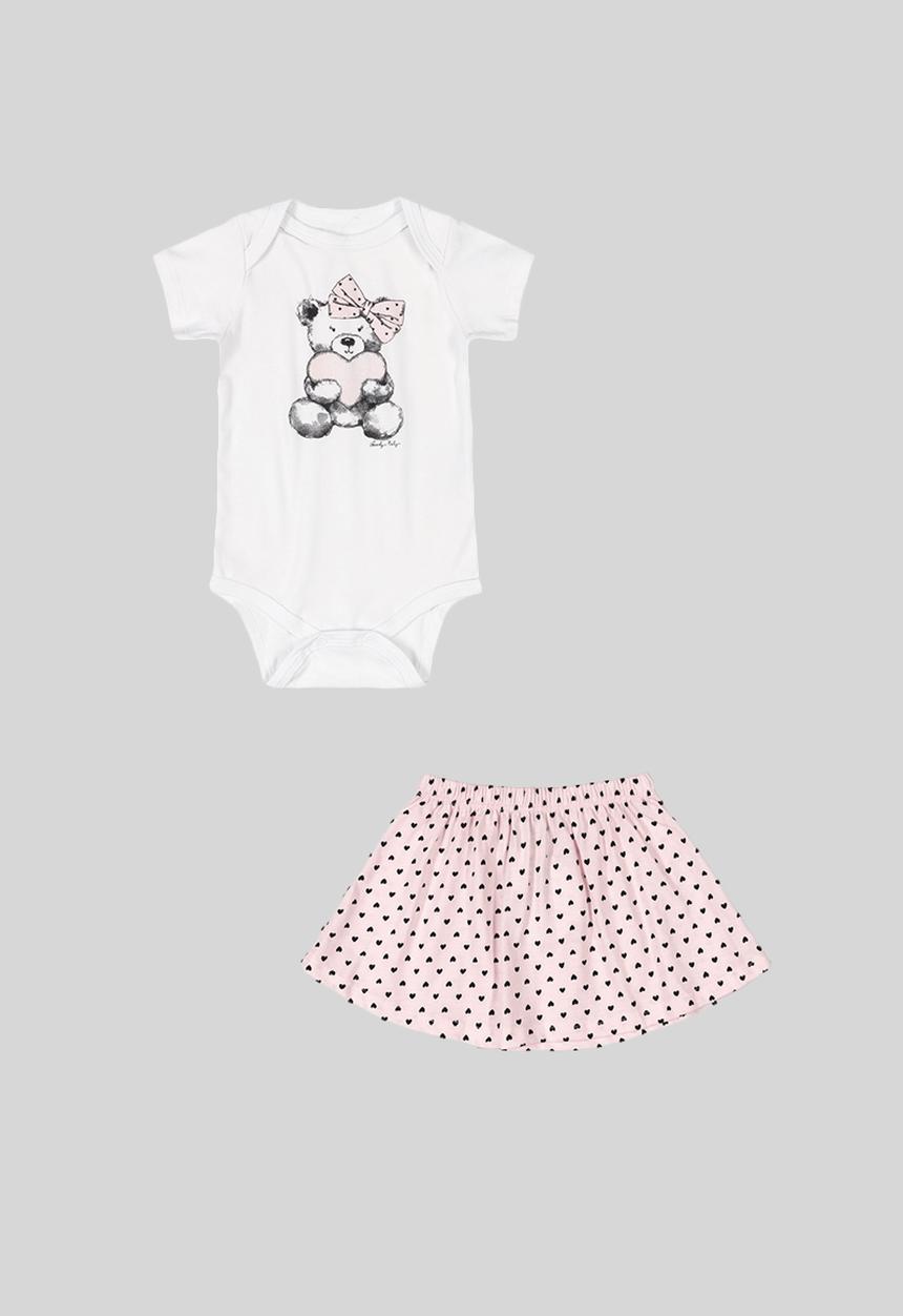 Quimby - Boydysuit & skirt set - pink & white