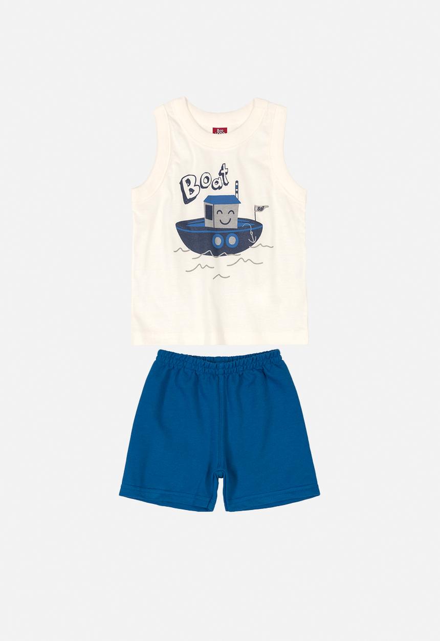 Bee Loop - Tank top & shorts set - cream & blue