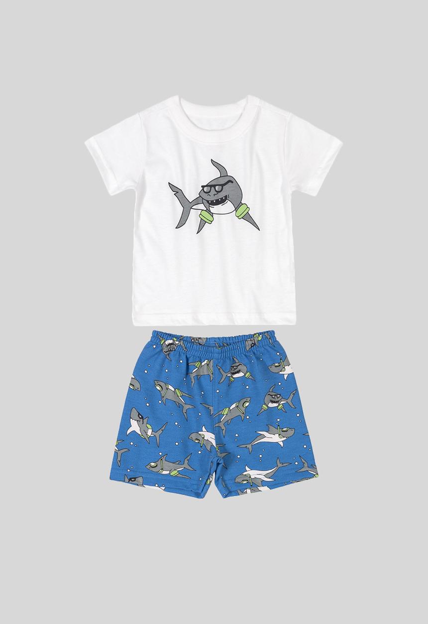 Bee Loop - T-shirt & shorts set - white & blue