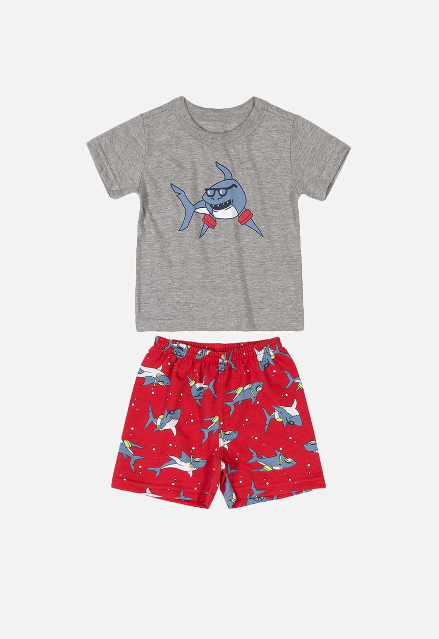 Bee Loop - T-shirt & shorts set - grey & red