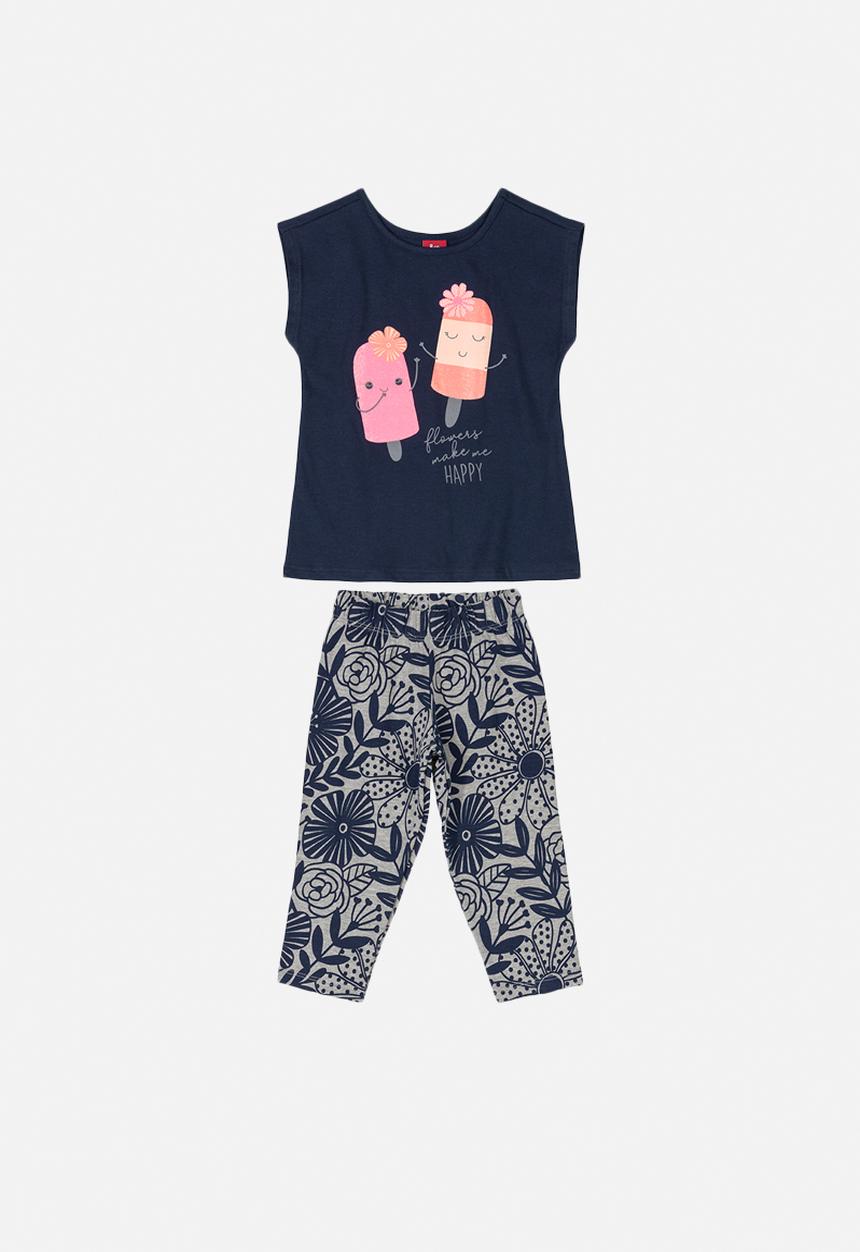 Bee Loop - Blouse & pants set - navy/grey/pink