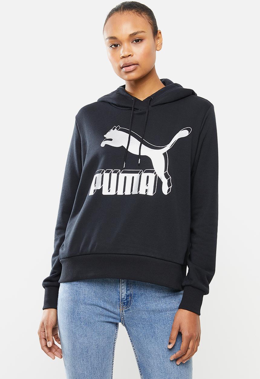 PUMA - Classics logo hoody - black & sliver 