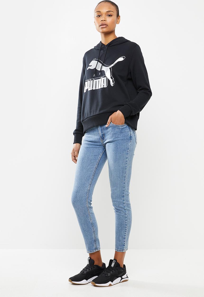 PUMA - Classics logo hoody - black & sliver 