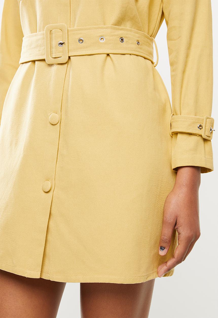Missguided - Smart utility denim dress - yellow