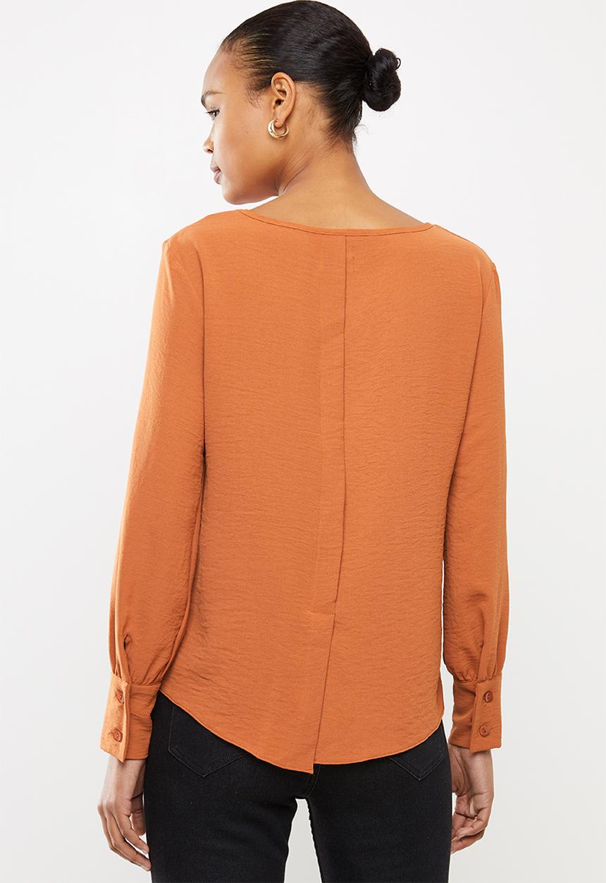 edit - Long sleeve woven cuff shell plain - tobacco