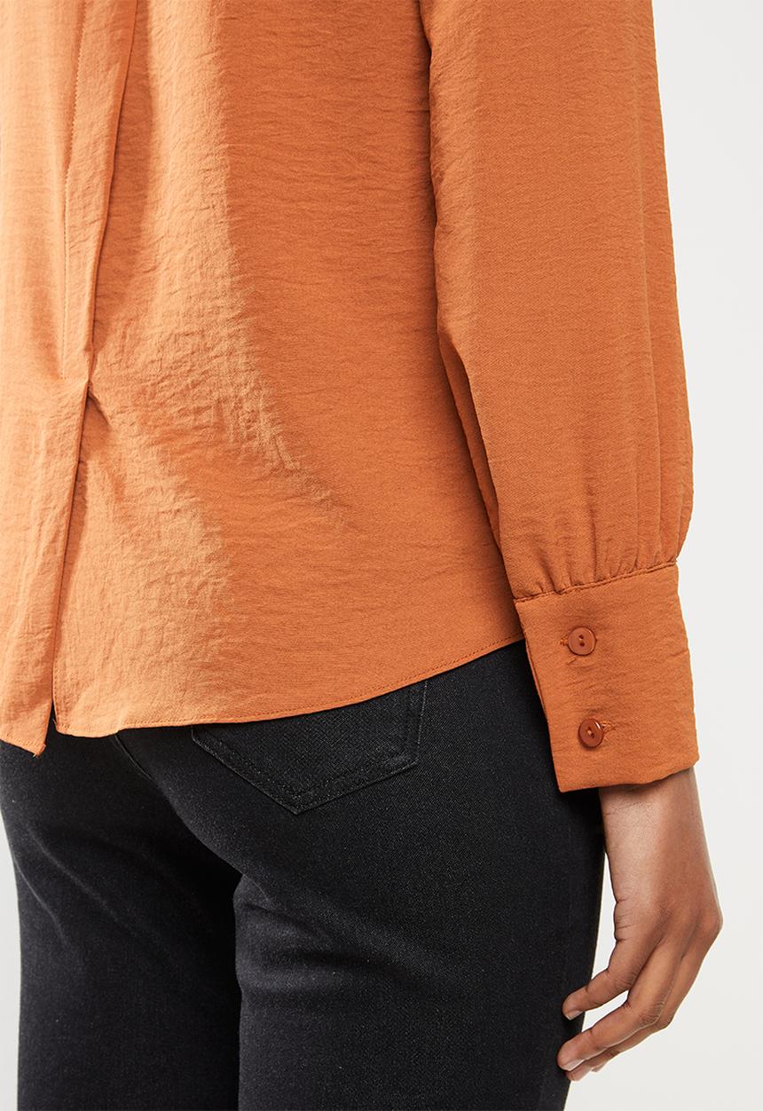 edit - Long sleeve woven cuff shell plain - tobacco