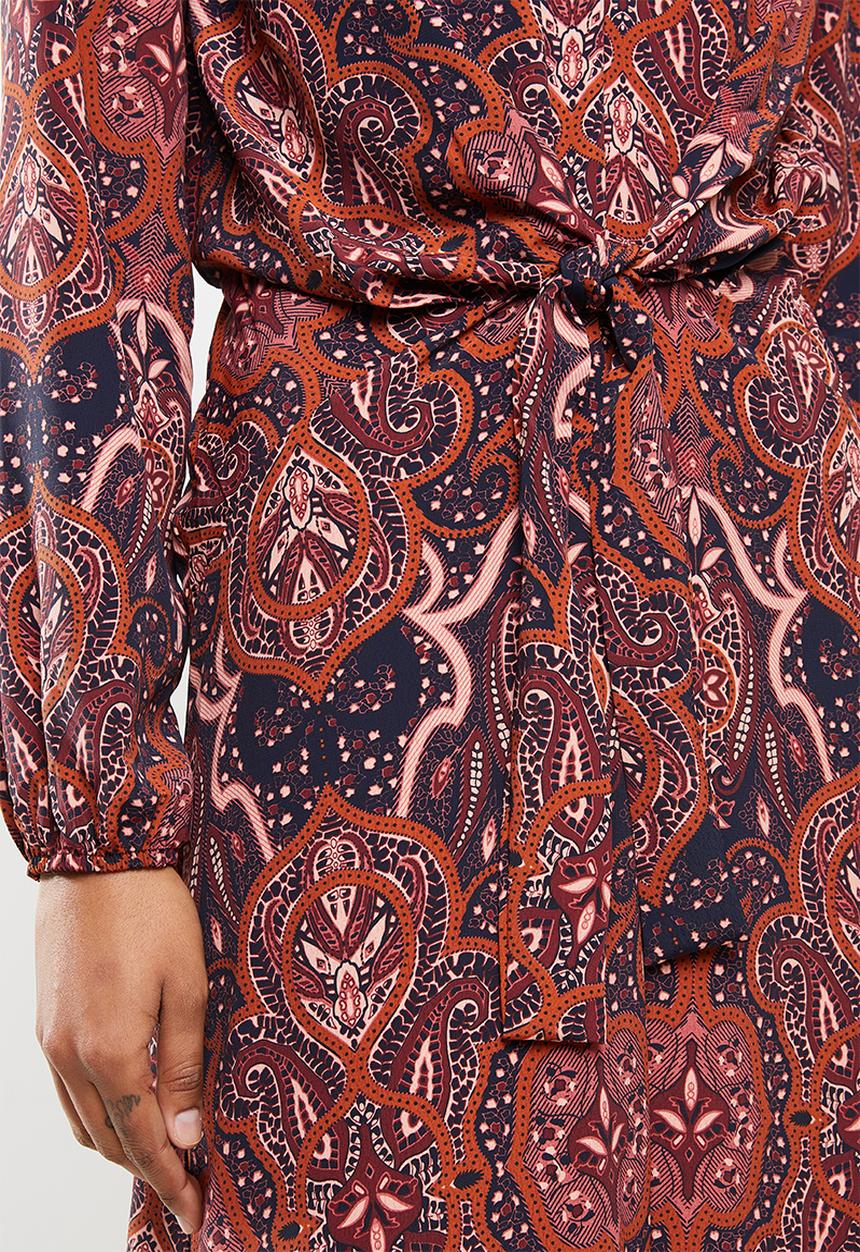 edit - Tie front twill maxi dress - brown 