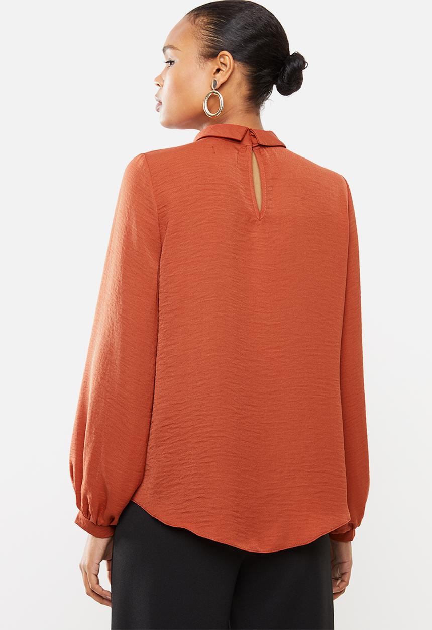 edit - Rolled neck blouse - rust