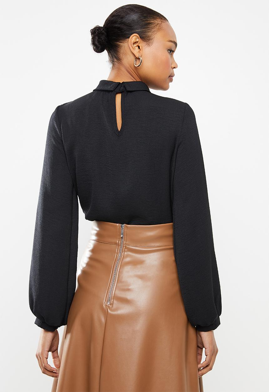 edit - Rolled neck blouse - black