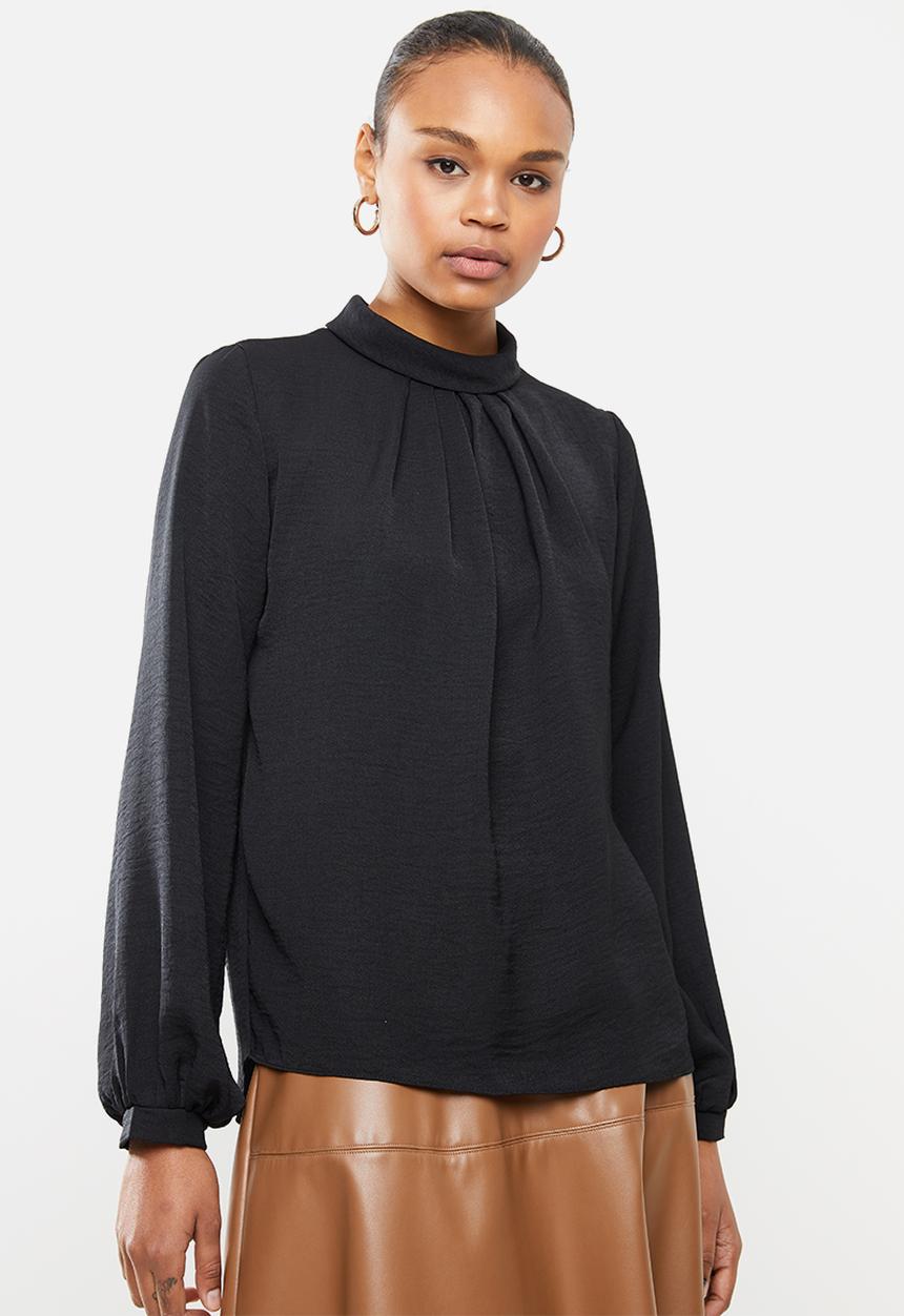 edit - Rolled neck blouse - black