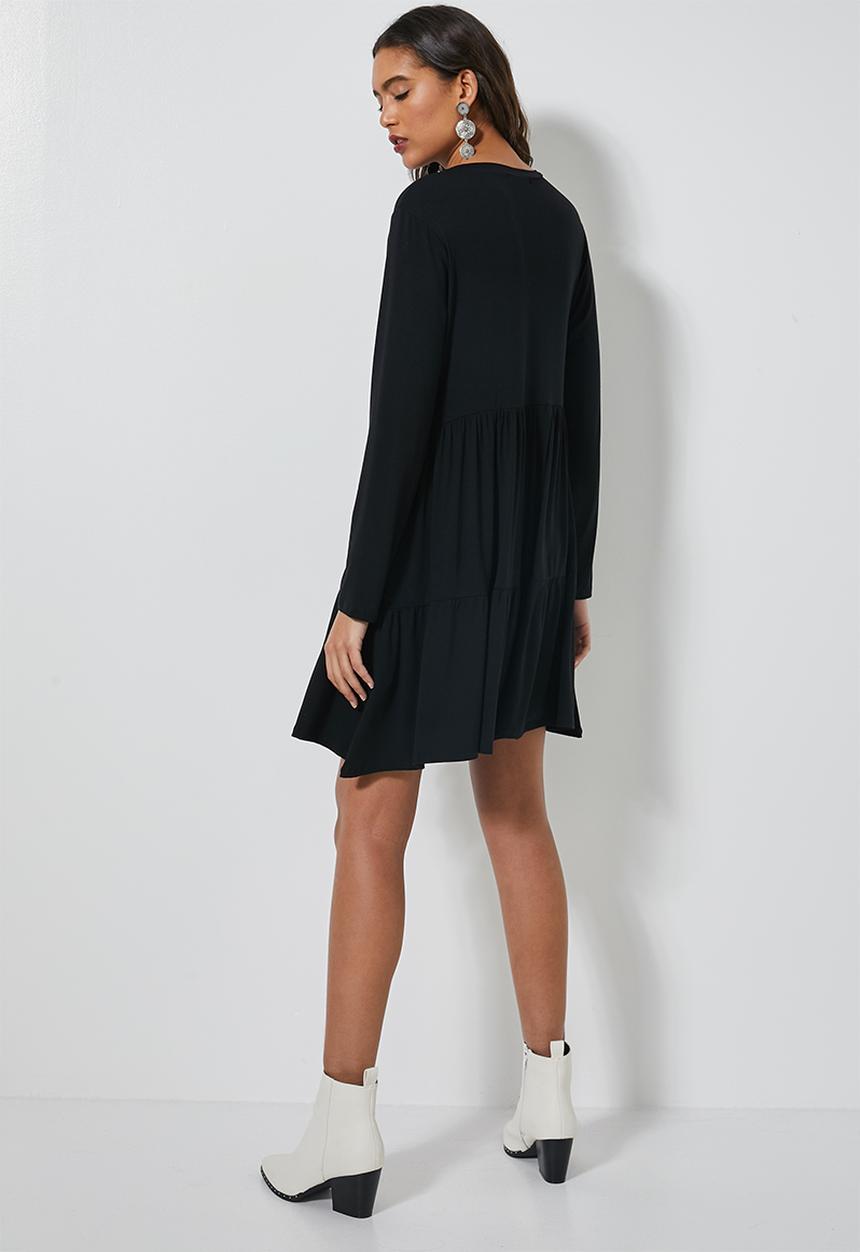 Superbalist - Tiered knit dress - black