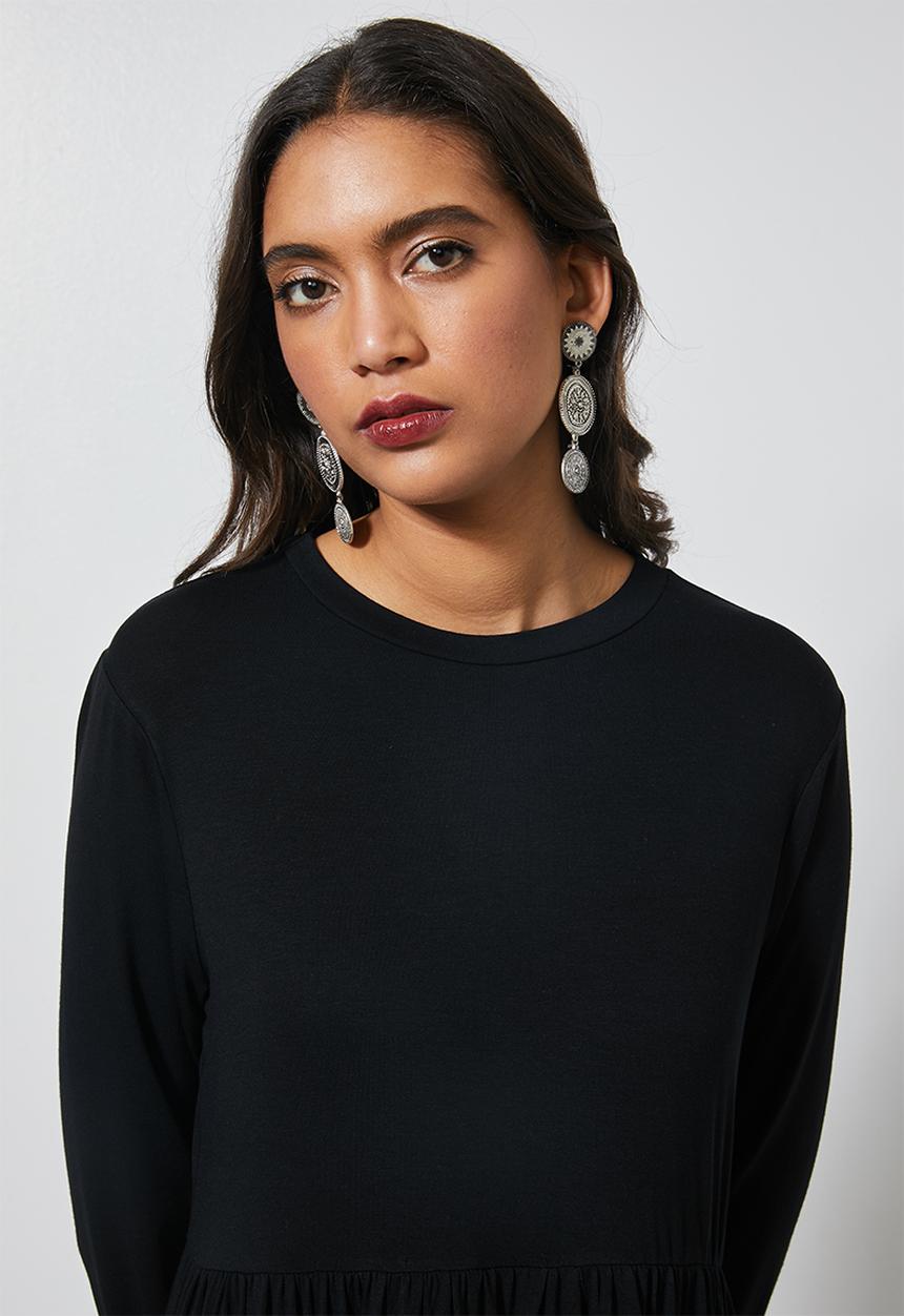 Superbalist - Tiered knit dress - black