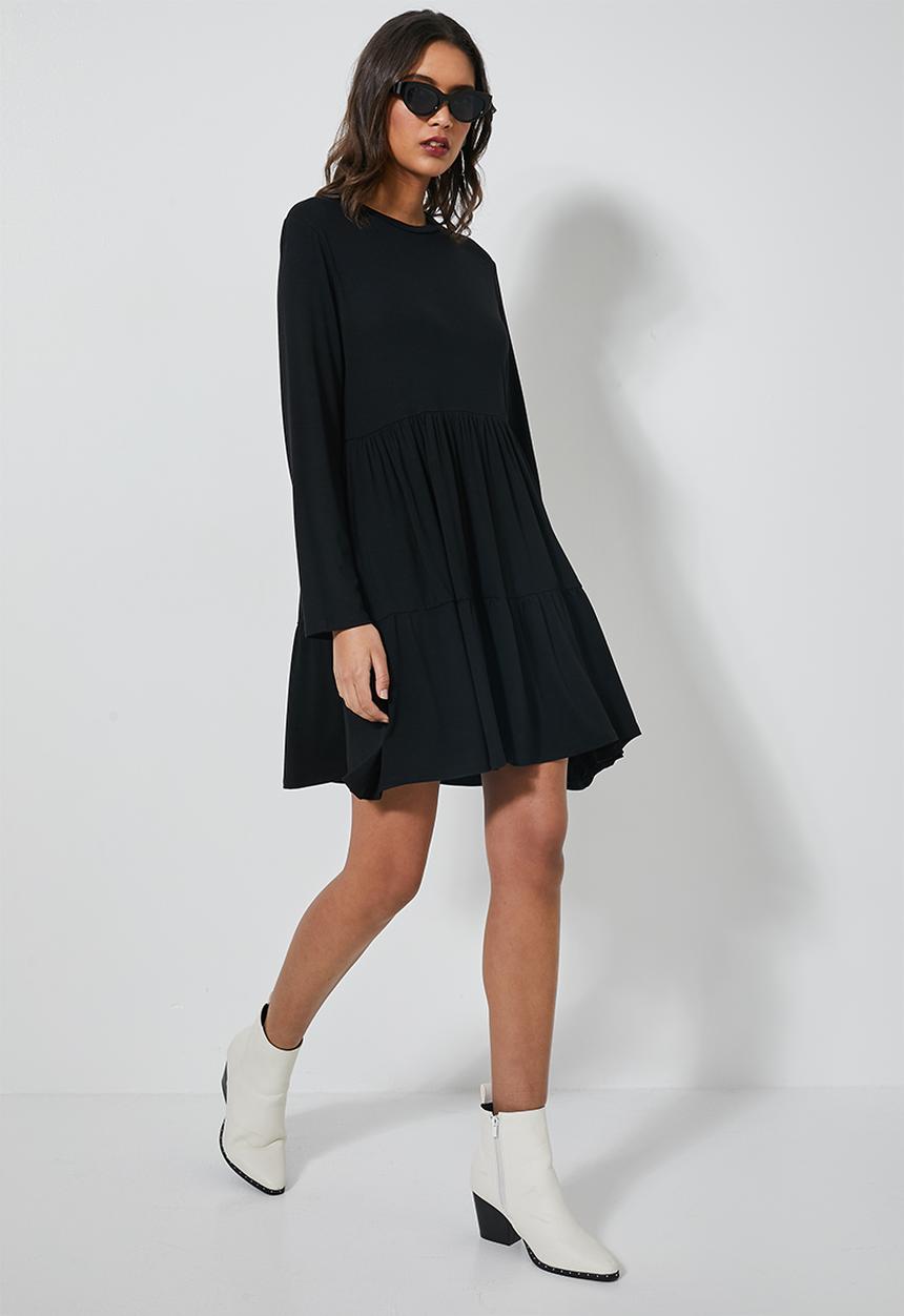 Superbalist - Tiered knit dress - black