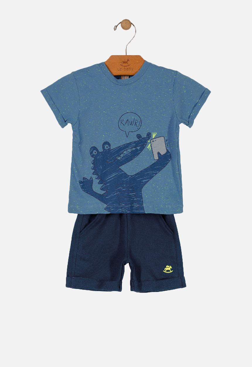 UP Baby - Boys tee & sweat shorts set - blue