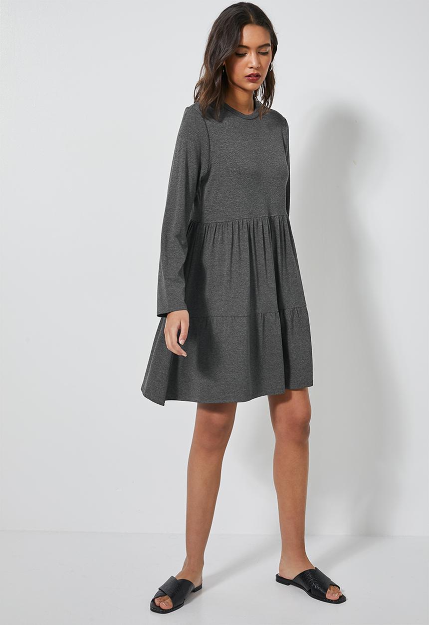 Superbalist - Tiered knit dress - charcoal melange