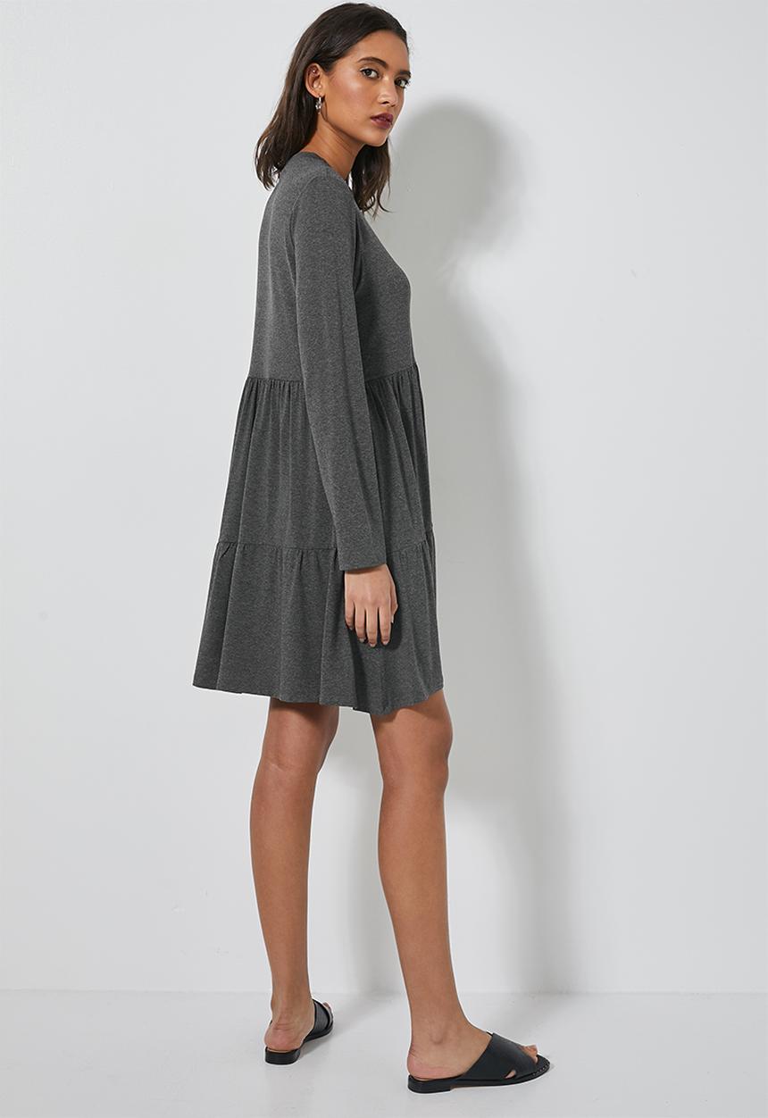 Superbalist - Tiered knit dress - charcoal melange