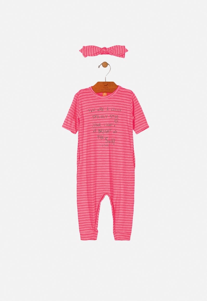 UP Baby - Girls romper & hairband set - pink